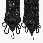PUNK RAVE Women's Gothic Applique Beaded Long Gloves Black