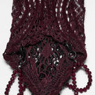 PUNK RAVE Women's Gothic Applique Beaded Long Gloves Red
