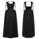 PUNK RAVE Women's Gothic Applique Chained Sleeveless Maxi Dress Black