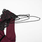 PUNK RAVE Women's Gothic Applique Chained Sleeveless Maxi Dress Black-Red