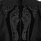 PUNK RAVE Women's Gothic Applique Lace-up Zipper Front Coat Black