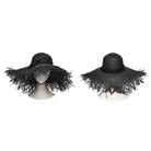 PUNK RAVE Women's Gothic Applique Rose Wide Brim Straw Hat