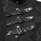 PUNK RAVE Women's Gothic Asymmetric Buckle Strap Jacquard Long Sleeve Jacket