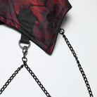 PUNK RAVE Women's Gothic Asymmetric Floral Bat Wing Collar Vest with Detachable Brooch