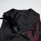 PUNK RAVE Women's Gothic Asymmetric Floral Bat Wing Collar Vest with Detachable Brooch