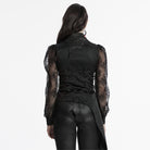PUNK RAVE Women's Gothic Asymmetric Floral Bat Wing Collar Vest with Detachable Brooch