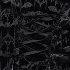 PUNK RAVE Women's Gothic Bat Jacquard Faux Fur Trim Velvet Long Sleeve Top