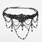 PUNK RAVE Women's Gothic Beaded Chained Lace Choker