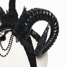 PUNK RAVE Women's Gothic Beaded Demon Horn Veil Headwear