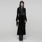 PUNK RAVE Women's Gothic Beaded Flare Sleeved Maxi Dress Witch Dress