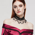 PUNK RAVE Women's Gothic Beaded Lace Choker
