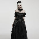PUNK RAVE Women's Gothic Beaded Lace Choker Black