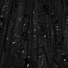 PUNK RAVE Women's Gothic Beaded Rose Square-cut Collar Puff Sleeve Maxi Dress Black