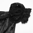 PUNK RAVE Women's Gothic Beaded Rose Square-cut Collar Puff Sleeve Maxi Dress Black