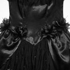 PUNK RAVE Women's Gothic Beaded Rose Square-cut Collar Puff Sleeve Maxi Dress Black