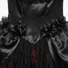 PUNK RAVE Women's Gothic Beaded Rose Square-cut Collar Puff Sleeve Maxi Dress Black-Red