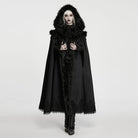 PUNK RAVE Women's Gothic Beaded Tassel Faux Fur Trim Hooded Cloak