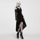 PUNK RAVE Women's Gothic Beaded Tassel Off Shoulder Irregular Hem Dress
