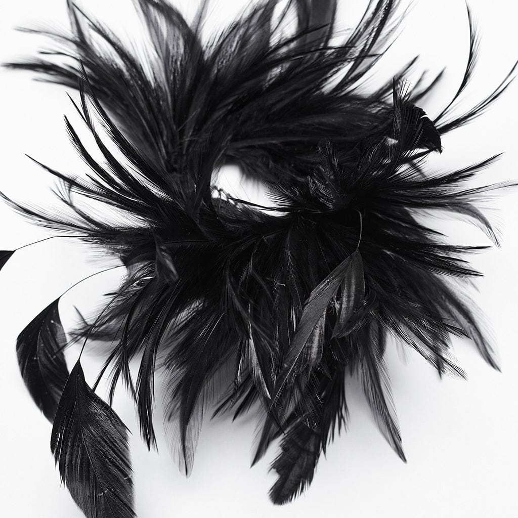 PUNK RAVE Women's Gothic Black Crystal Feather Headwear Black