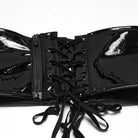 PUNK RAVE Women's Gothic Bowknot Patent Faux Leather Trim Mesh Kimono