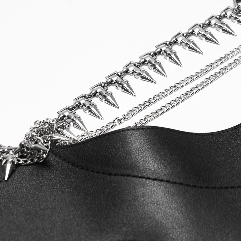 PUNK RAVE Women's Gothic Buckle Strap Chain Halter Body Harness
