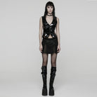 PUNK RAVE Women's Gothic Buckle Strip Faux Leather Vest