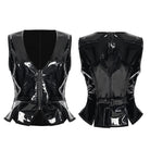 PUNK RAVE Women's Gothic Buckle Strip Faux Leather Vest