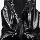 PUNK RAVE Women's Gothic Buckle Strip Faux Leather Vest