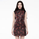 PUNK RAVE Women's Gothic Buckles Slim Fitted Cheongsam Dresses