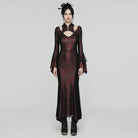 PUNK RAVE Women's Gothic Cheongsam Collar Fishtailed Gown Dress Red
