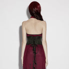 PUNK RAVE Women's Gothic Church Embroidered Hawk-moth Lace-up Underbust Corset