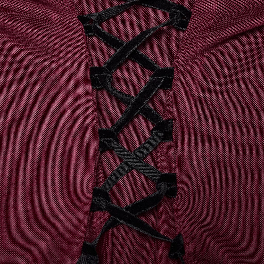 PUNK RAVE Women's Gothic Church Skull Printed Cross Halterneck Dress