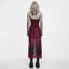 PUNK RAVE Women's Gothic Church Skull Printed Cross Halterneck Dress Graduation Dress