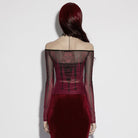 PUNK RAVE Women's Gothic Church Skull Printed Off Shoulder Mesh Top