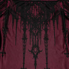 PUNK RAVE Women's Gothic Church Skull Printed Off Shoulder Mesh Top