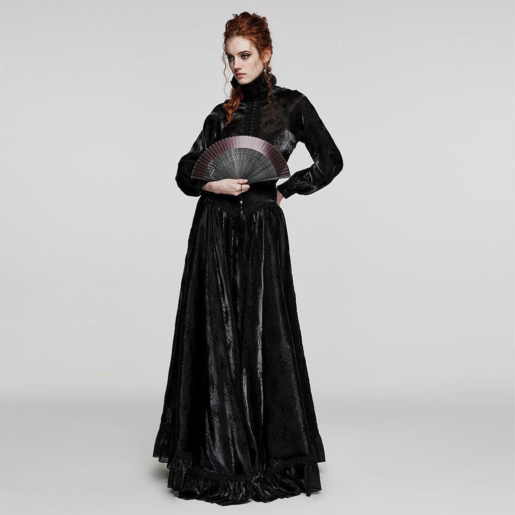 PUNK RAVE Women's Gothic Color Gradient Carving Fan