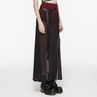 PUNK RAVE Women's Gothic Color Gradient Split Chiffon Skirt with Belt