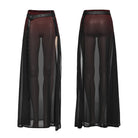 PUNK RAVE Women's Gothic Color Gradient Split Chiffon Skirt with Belt