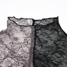 PUNK RAVE Women's Gothic Contrast Color Sheer Floral Lace Shirt