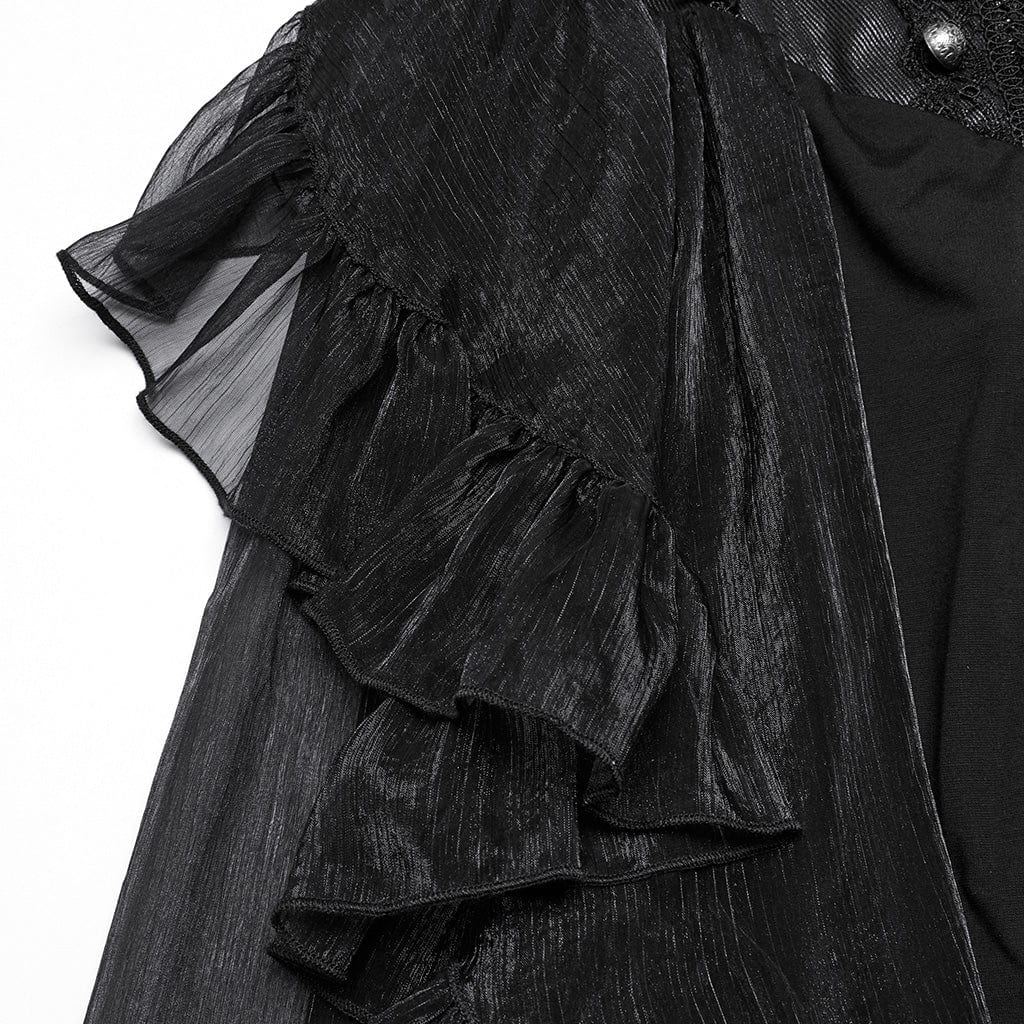 PUNK RAVE Women's Gothic Corset Ruffled Chiffon Skirt