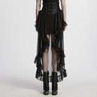 PUNK RAVE Women's Gothic Corset Ruffled Chiffon Skirt