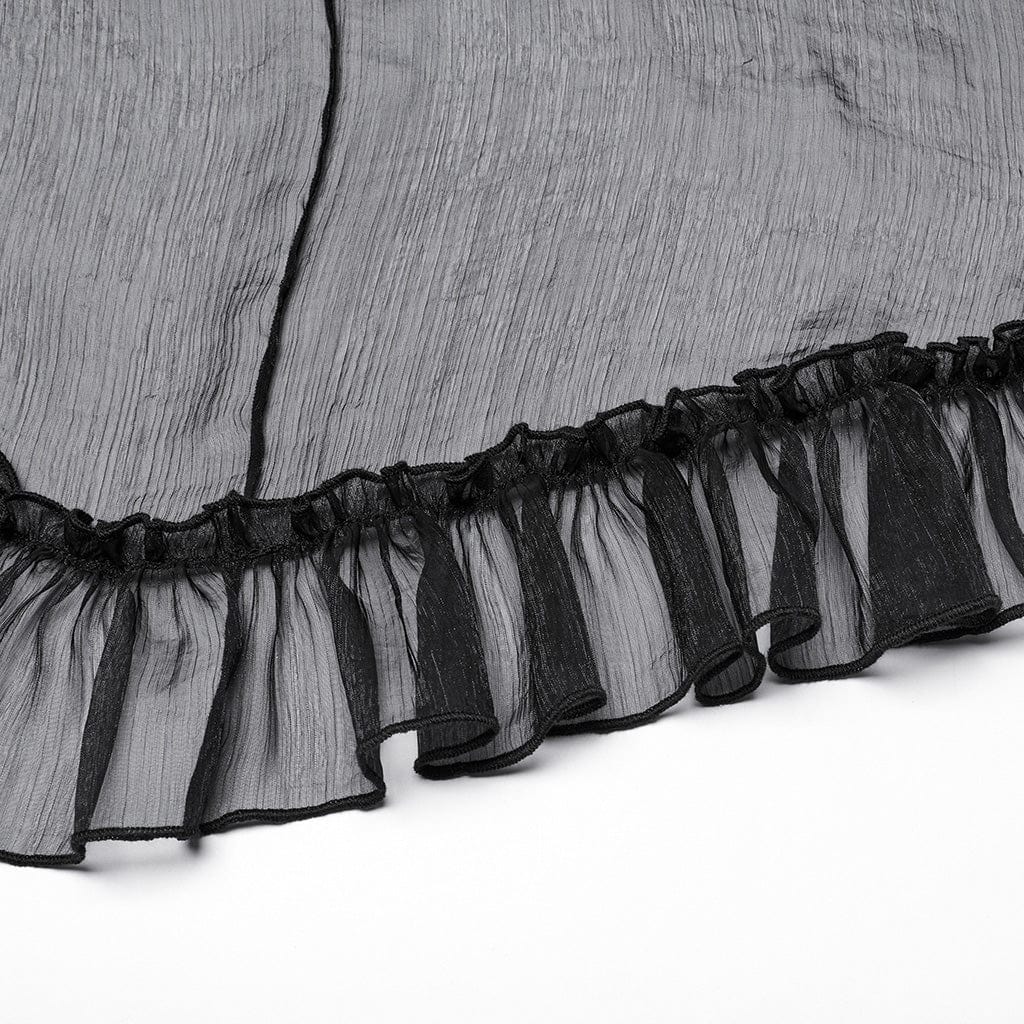 PUNK RAVE Women's Gothic Corset Ruffled Chiffon Skirt