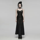 PUNK RAVE Women's Gothic Crochet Flower Slip Dress Wedding Dress