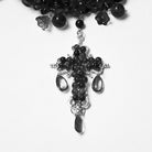 PUNK RAVE Women's Gothic Cross Beaded Necklace Black