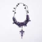 PUNK RAVE Women's Gothic Cross Beaded Necklace Violet