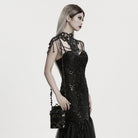 PUNK RAVE Women's Gothic Cross Chain Embroidered Bag