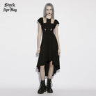 PUNK RAVE Women's Gothic Cross Halterneck High Low Dress