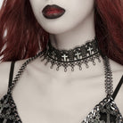 PUNK RAVE Women's Gothic Cross Lace Choker