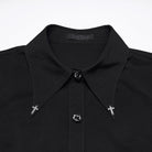 PUNK RAVE Women's Gothic Cross Lace-up Turn-down Collar Shirt