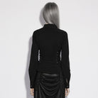 PUNK RAVE Women's Gothic Cross Lace-up Turn-down Collar Shirt
